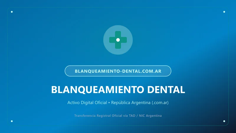 Identidad visual y presentación comercial del nombre de dominio blanqueamiento-dental.com.ar en venta